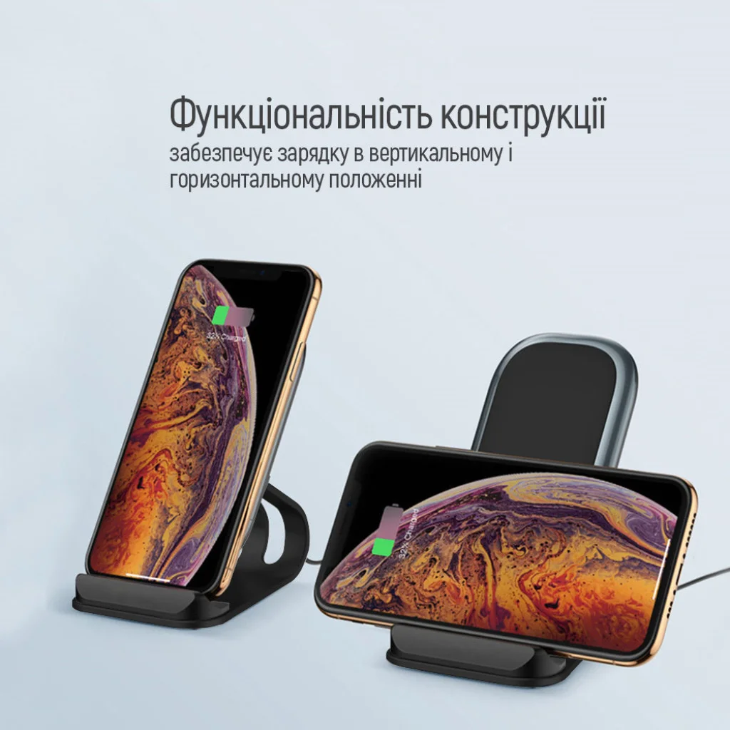 Бездротовий зарядний пристрій ColorWay Wireless Stand (10 W) Blue (CW-CHW30Q-BL)