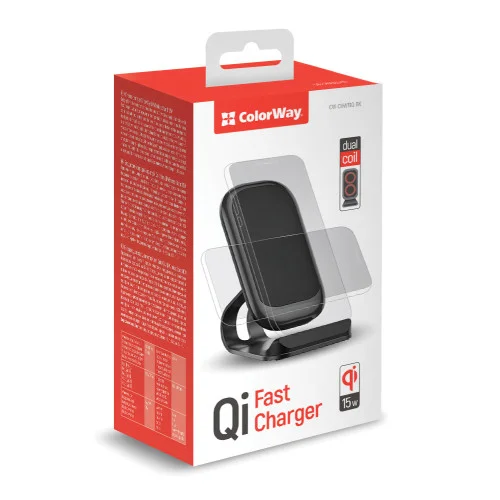 Бездротовий зарядний пристрій ColorWay Wireless Stand (15 W) Black (CW-CHW31Q-BK..
