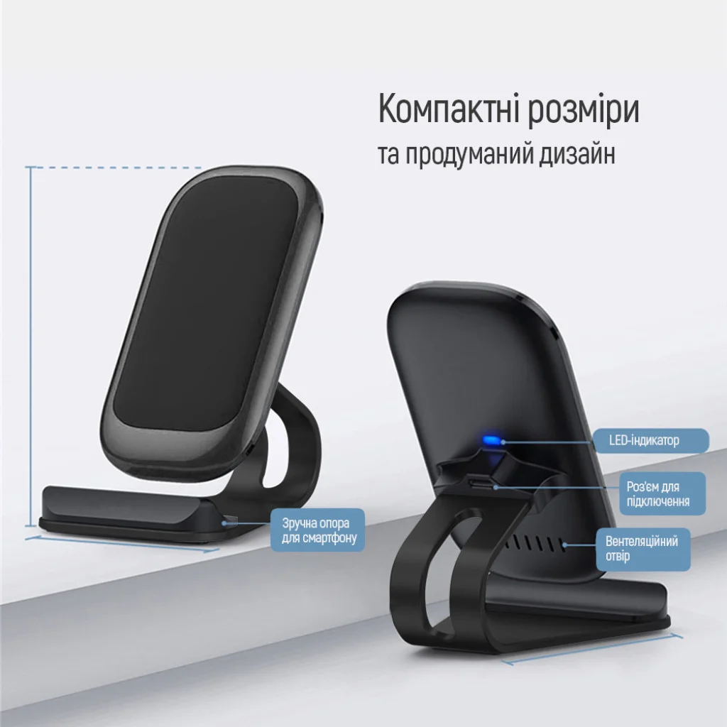 Бездротовий зарядний пристрій ColorWay Wireless Stand (15 W) Black (CW-CHW31Q-BK)