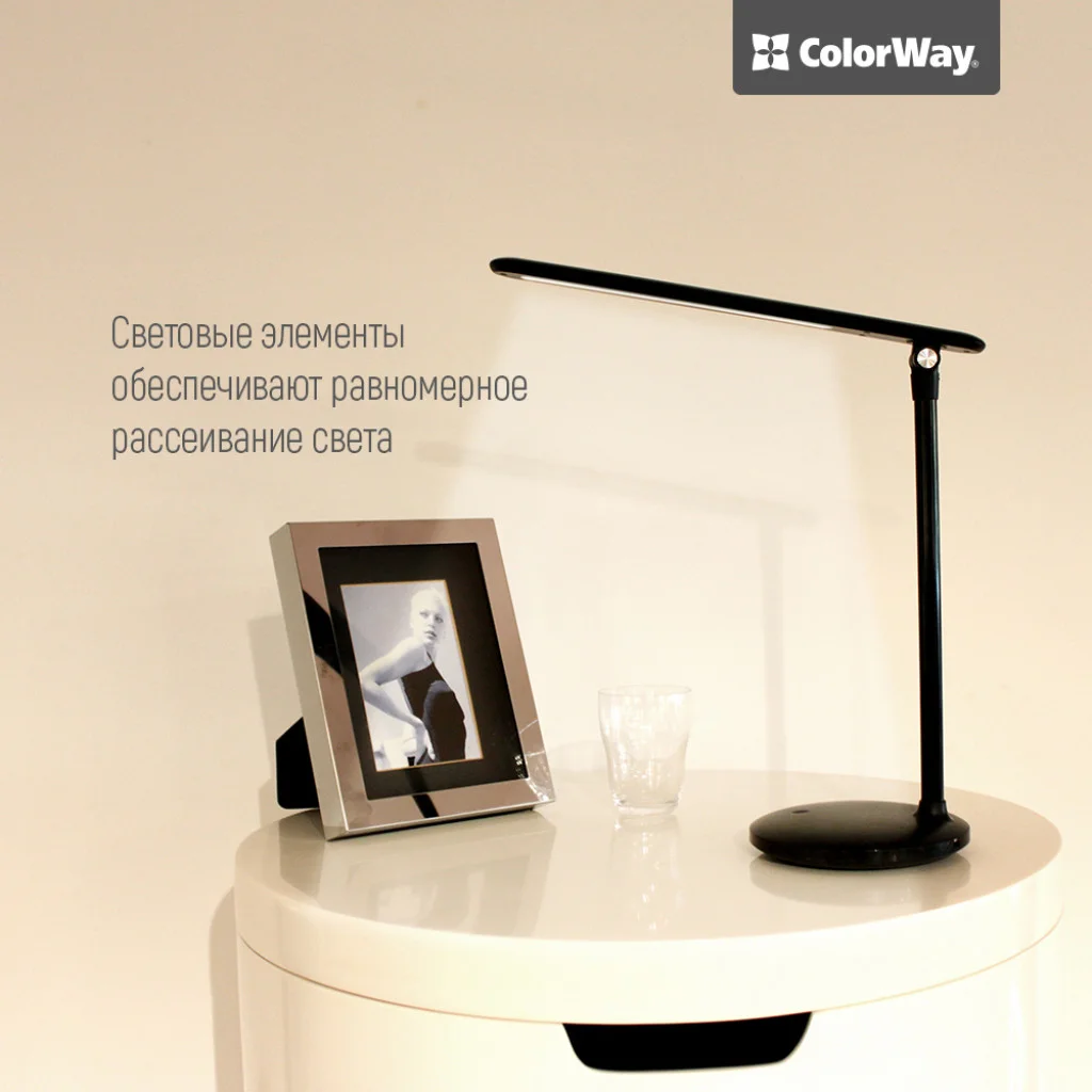 Настільна LED лампа ColorWay із вбудованим акумулятором black (CW-DL02B-B)
