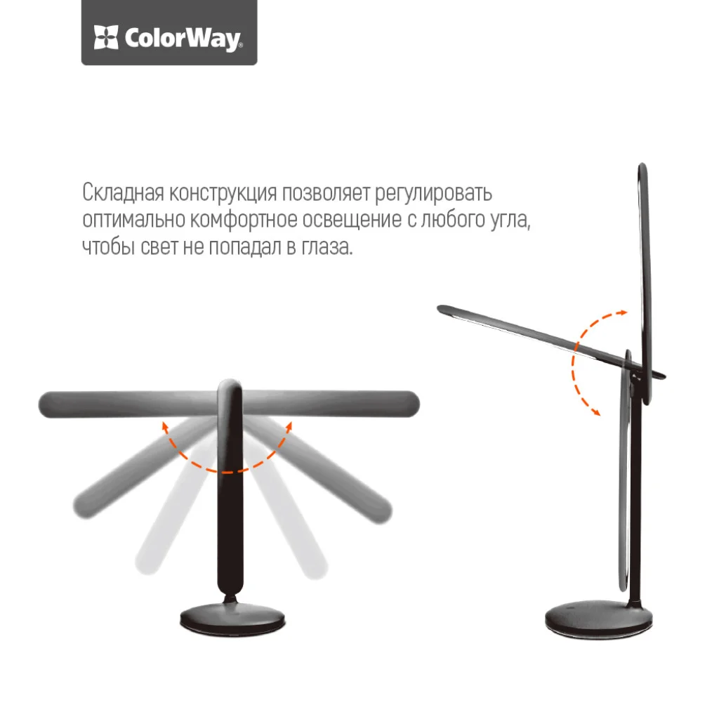 Настільна LED лампа ColorWay із вбудованим акумулятором black (CW-DL02B-B)