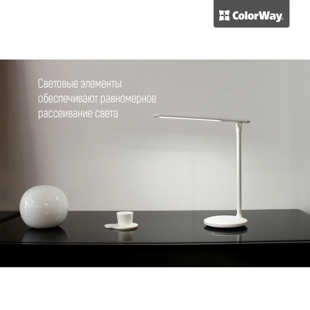 Настільна LED лампа ColorWay із вбудованим акумулятором white (CW-DL02B-W)