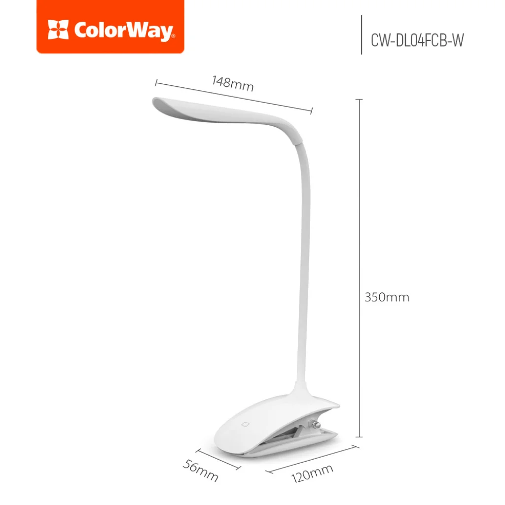 Настільна лампа ColorWay LED Flexible & Clip with built-in accumulator (CW-DL04FCB-W)