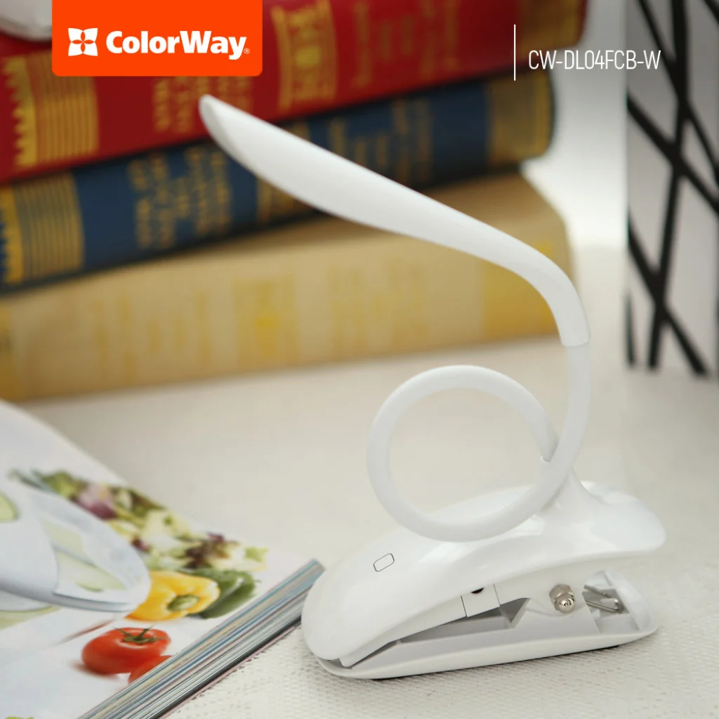 Настільна лампа ColorWay LED Flexible & Clip with built-in accumulator (CW-DL04FCB-W)