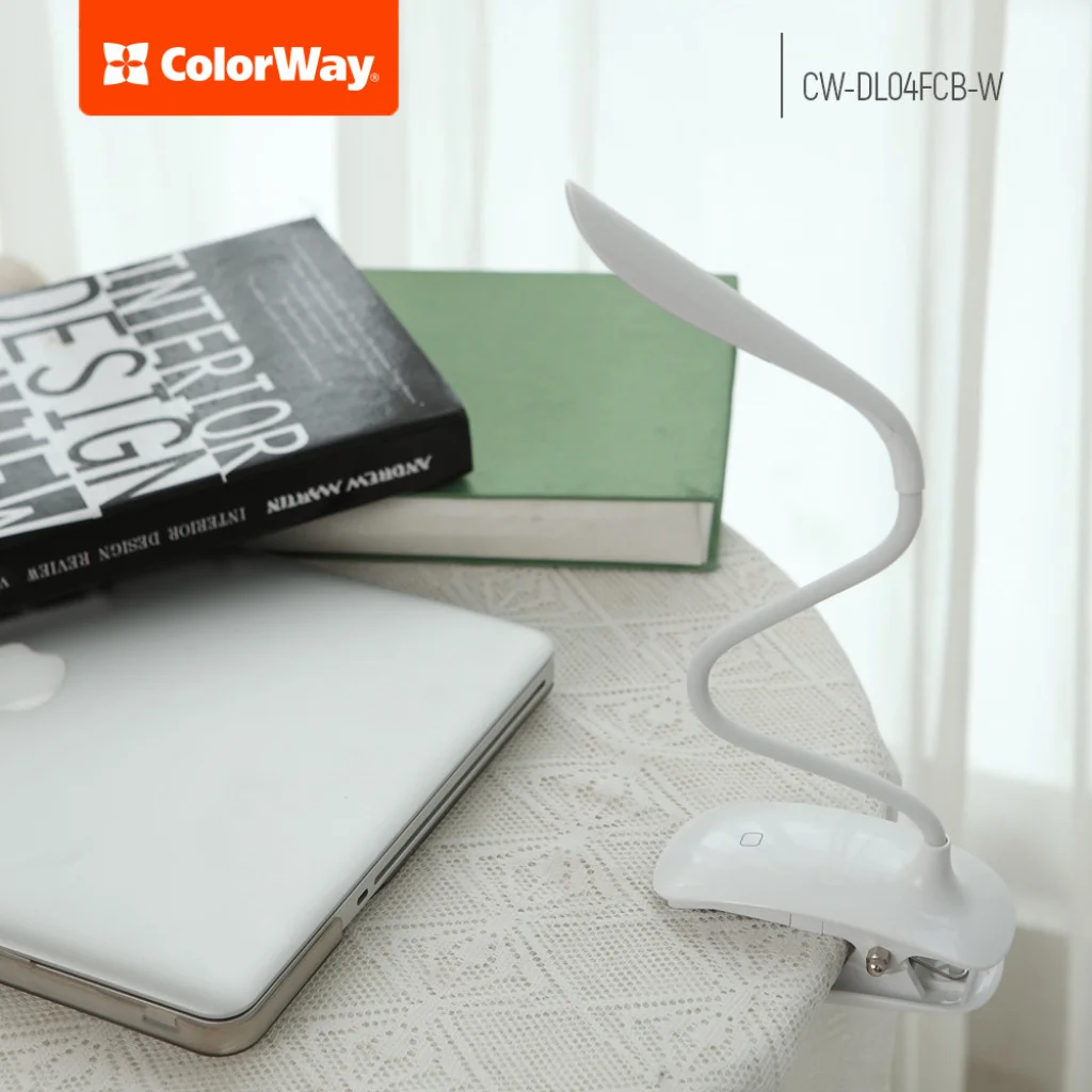 Настільна лампа ColorWay LED Flexible & Clip with built-in accumulator (CW-DL04FCB-W)