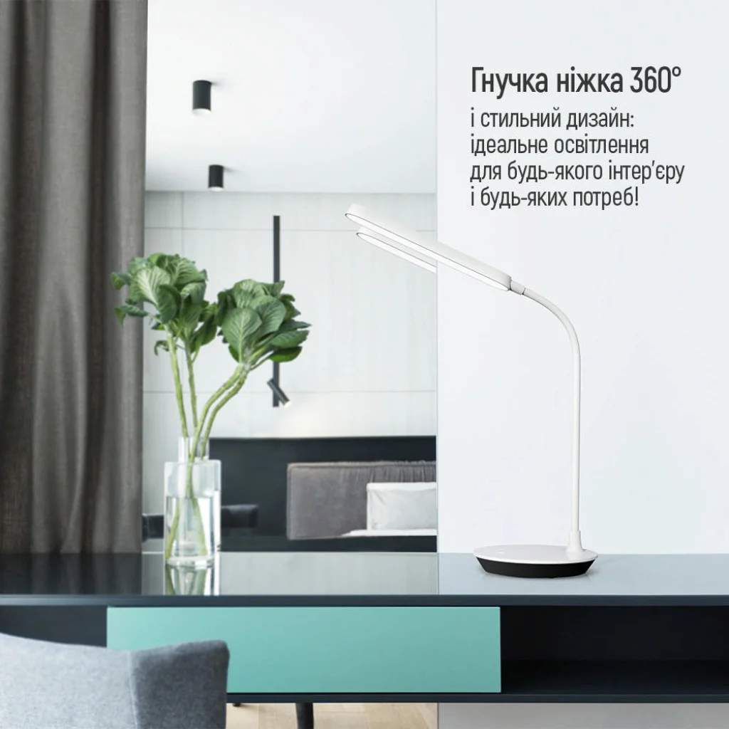 Настільна LED лампа ColorWay Portable & Flexible 360 із вбудованим акумулятором біла (CW-DL12FB-W)