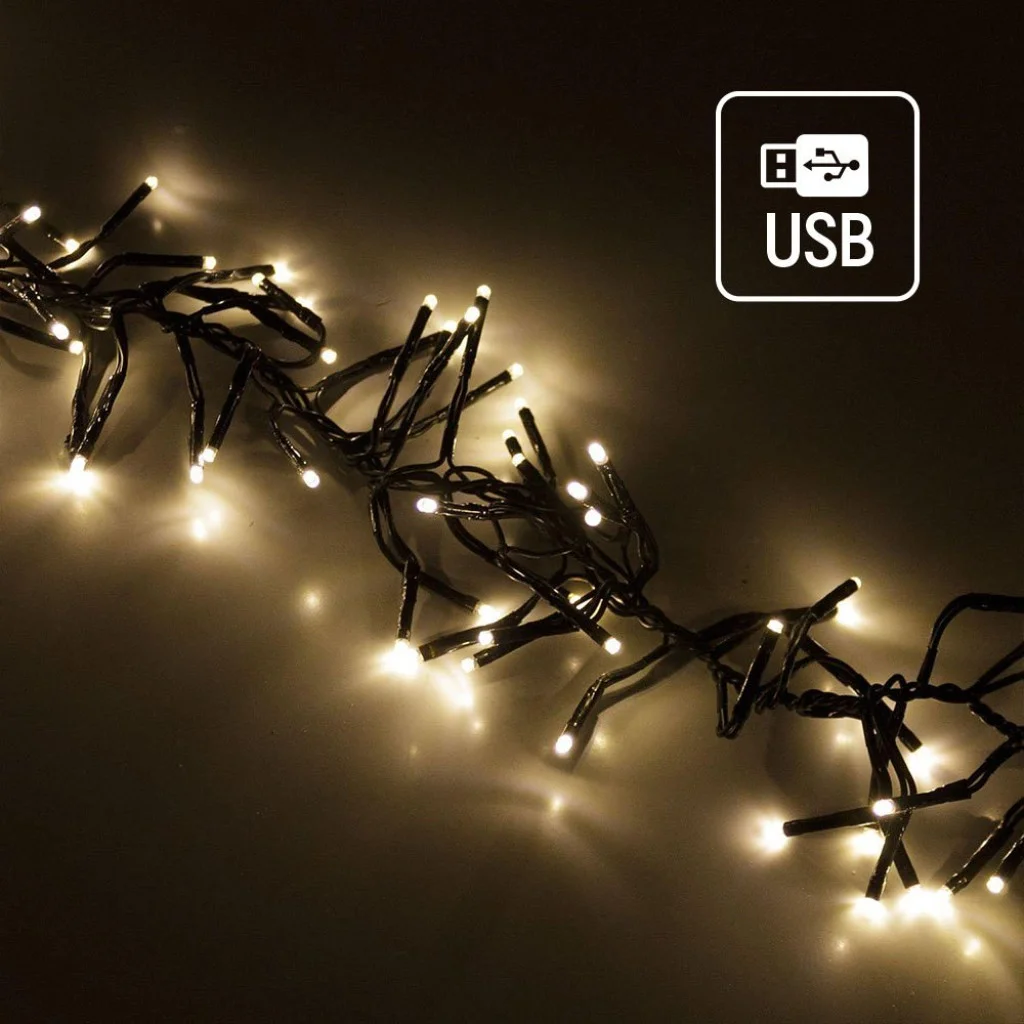 Світлодіодна гірлянда-мішура СolorWay LED 320 10м (8 функцій) теплий колір USB (CW-G-320L10U)