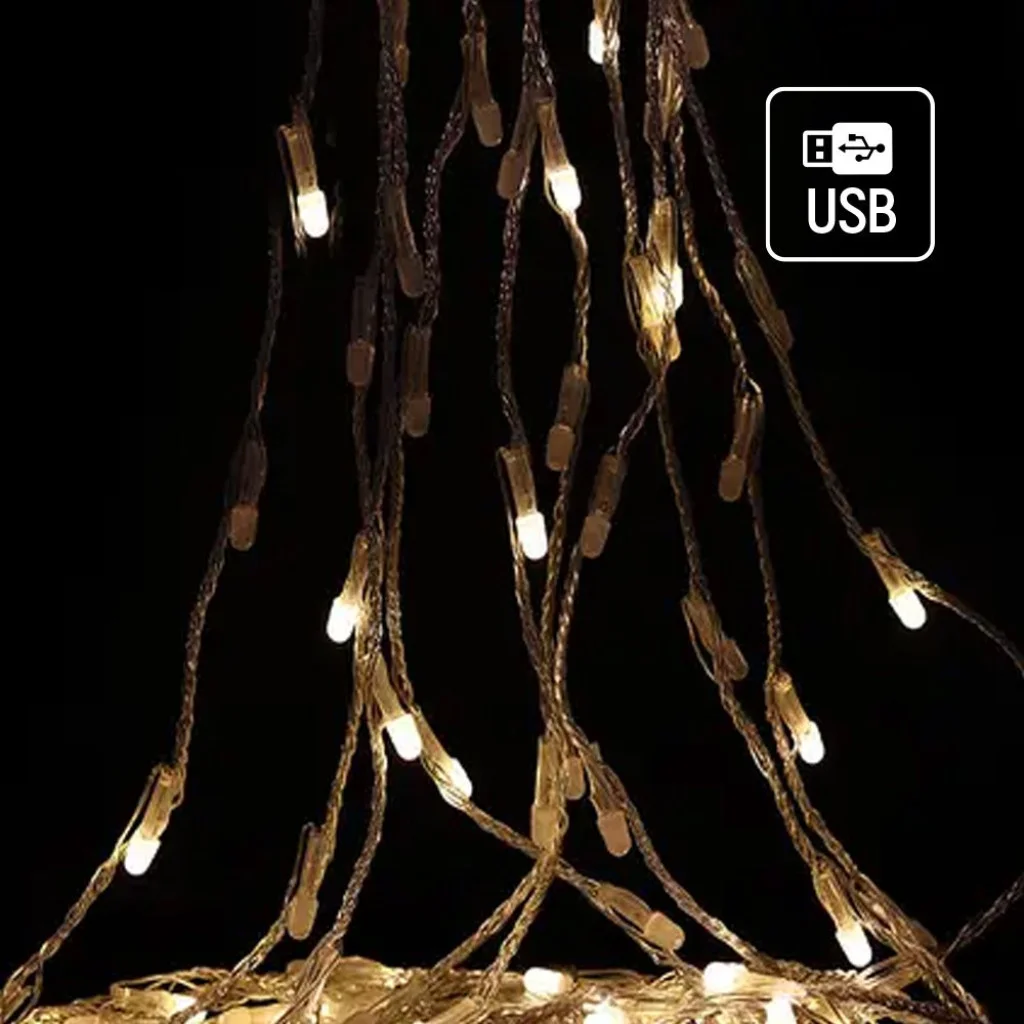 Світлодіодна гірлянда-каскад СolorWay LED 98 7x1.5м (8 функцій) теплий колір USB (CW-G-98L71CU)
