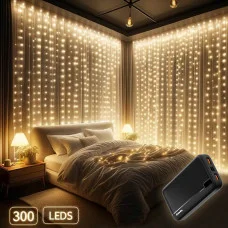 Світлодіодна гірлянда СolorWay штора завіса 3x3м 300LED USB теплий колір (CW-GW-300L33U)