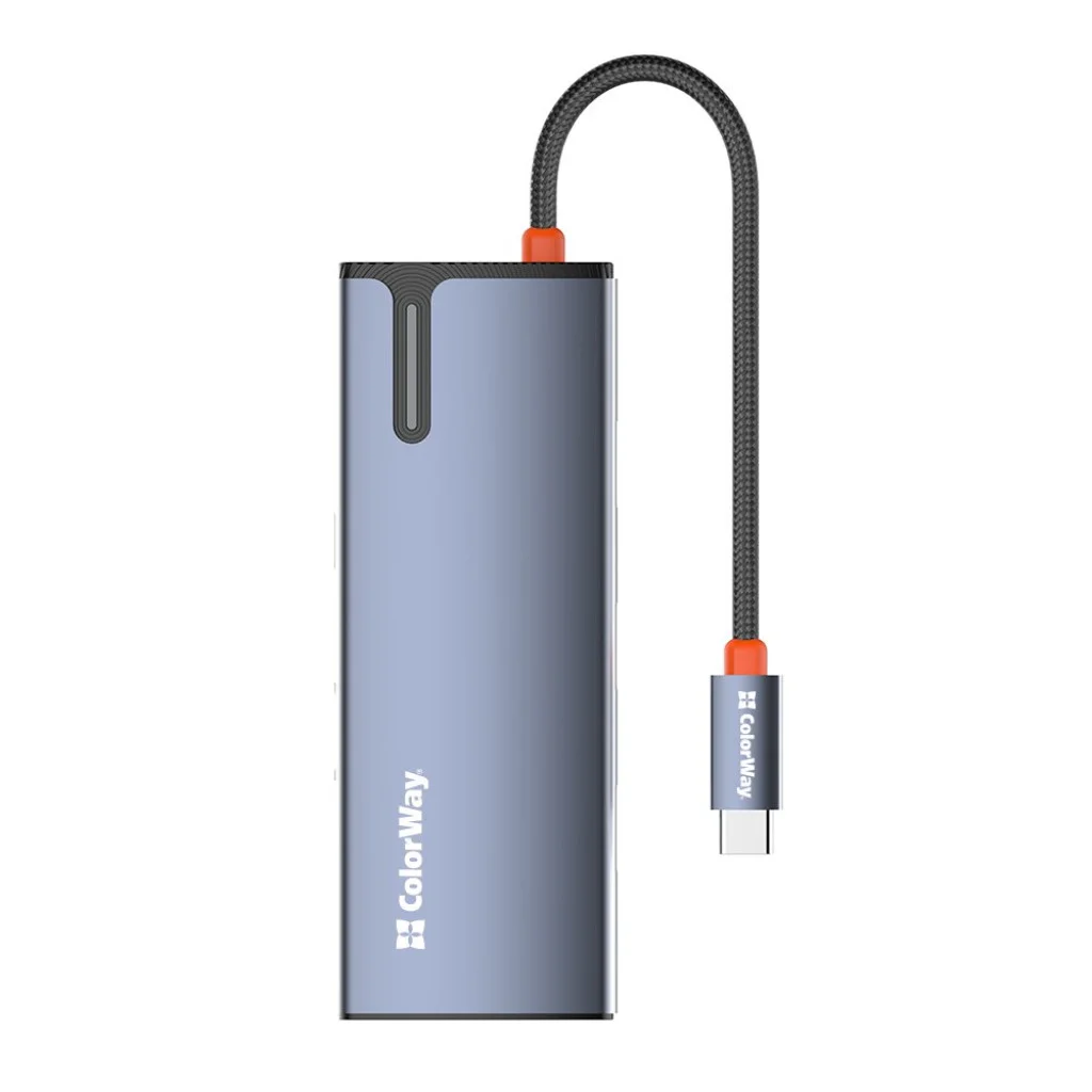 USB хаб (док-станція) СolorWay USB-C 5-в-1 Type C PD 100W/USB3.0х3/HDMI 4К (CW-HUB01)