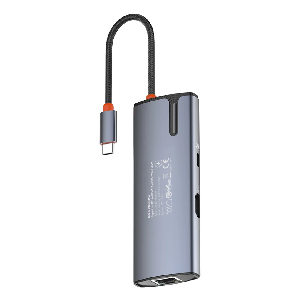 USB хаб (док-станція) СolorWay USB-C 6-в-1 Type C PD 100W/USB3.0х3/HDMI 4К/RJ45 (CW-HUB02)
