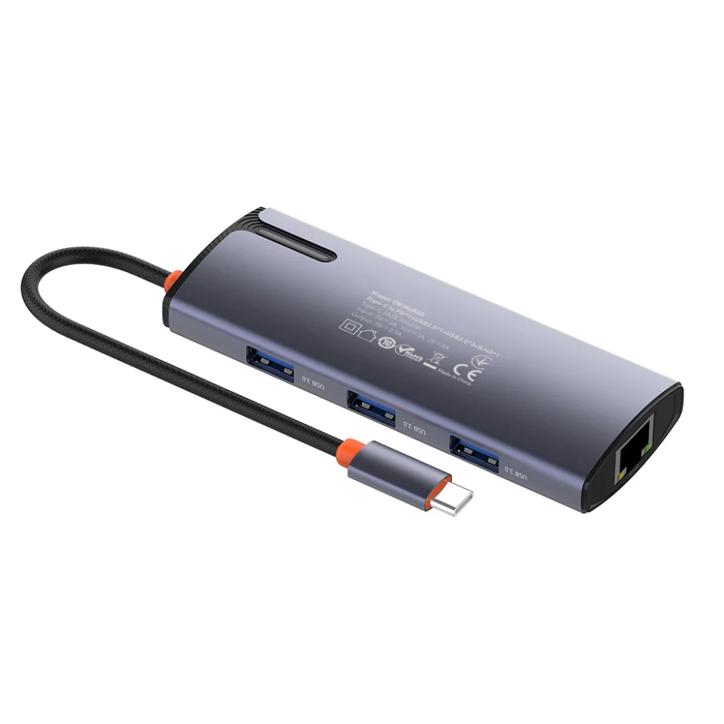 USB хаб (док-станція) СolorWay USB-C 6-в-1 Type C PD 100W/USB3.0х3/USB2.0/RJ45 (CW-HUB03)