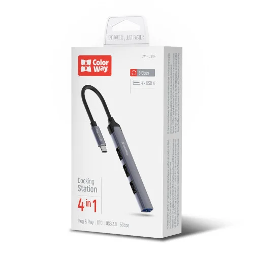 USB хаб СolorWay USB-C 4-в-1 USB2.0х3/USB3.0 (CW-HUB04)