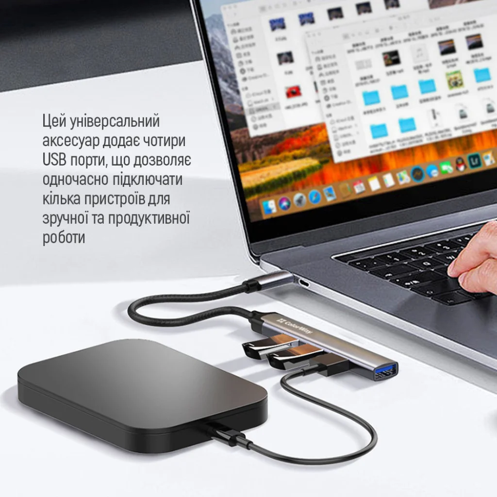 USB хаб СolorWay USB-C 4-в-1 USB2.0х3/USB3.0 (CW-HUB04)
