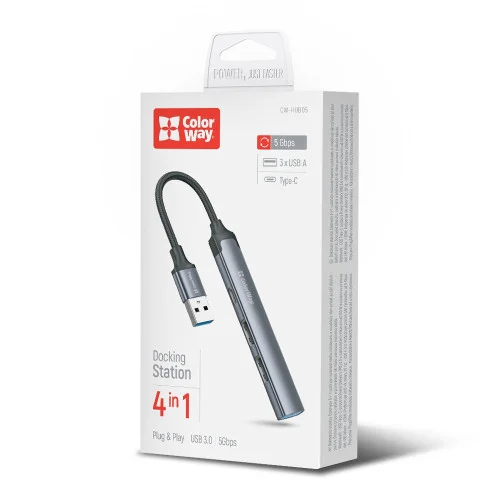 USB хаб СolorWay USB-A 4-в-1 USB2.0х3/USB3.0 (CW-HUB05)