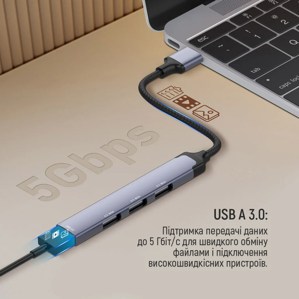USB хаб СolorWay USB-A 4-в-1 USB2.0х3/USB3.0 (CW-HUB05)