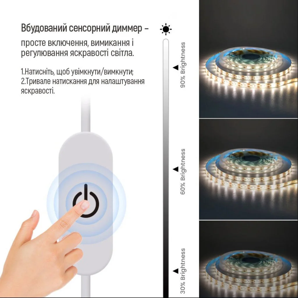 Світлодіодна LED стрічка ColorWay 3м з живленням від USB холодний білий (CW-LD03)