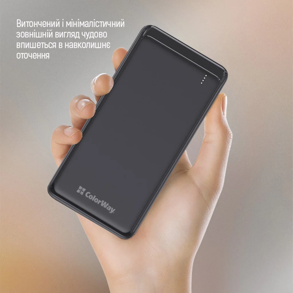 УМБ ColorWay 10000 mAh Slim Black (CW-PB100LPF2BK)