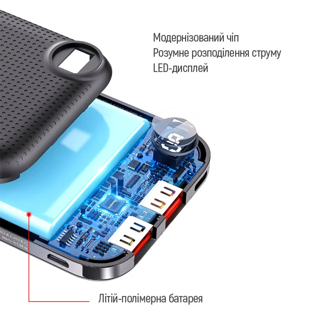 УМБ ColorWay 10000 mAh Slim LCD Black (CW-PB100LPH2BK-D)