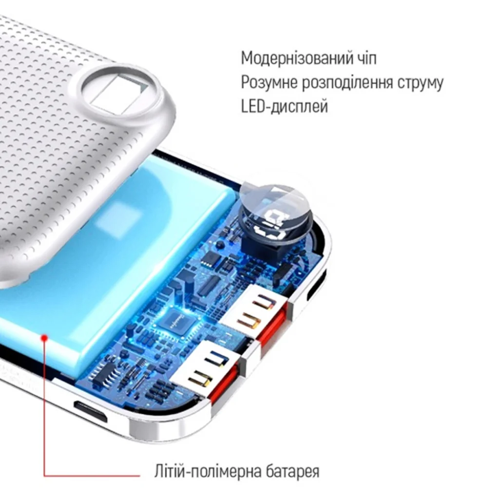 УМБ ColorWay 10000 mAh Slim LCD White (CW-PB100LPH2WT-D)