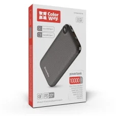 УМБ ColorWay Power Bank 10000 mAh LCD (USB QC3.0 + USB-C Power Delivery 22.5W) Black (CW-PB100LPI3BK-PDD)