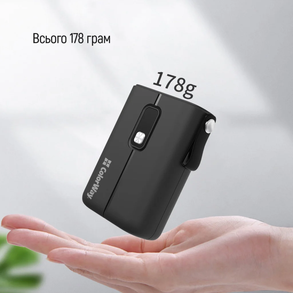 УМБ ColorWay Power Bank 10000 mAh Full power (USB QC3.0 + USB-C Power Delivery 22.5W) Black (CW-PB100LPK2BK-PDD)