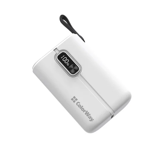 УМБ ColorWay Power Bank 10000 mAh Full power (USB QC3.0 + USB-C Power Delivery 22.5W) White (CW-PB100LPK2WT-PDD)