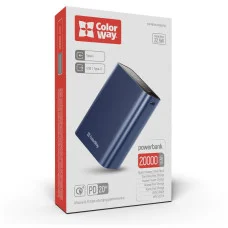 УМБ ColorWay Power Bank 20000 mAh Full power (USB QC3.0 + USB-C Power Delivery 22.5W) Blue (CW-PB200LPG2BL-PDD)