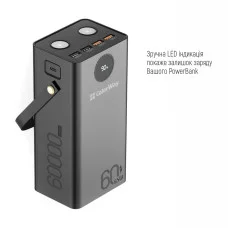 УМБ ColorWay Power Bank 60000 mAh Powerful Black (CW-PB600LPA5BK-PDD)