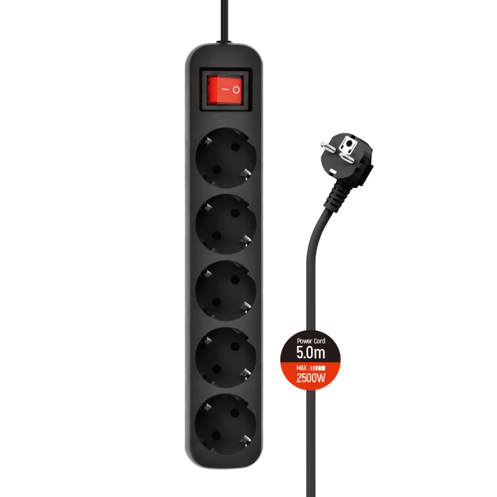 Мережевий фільтр СolorWay 5 розеток/5M black (CW-PSEA55BK)