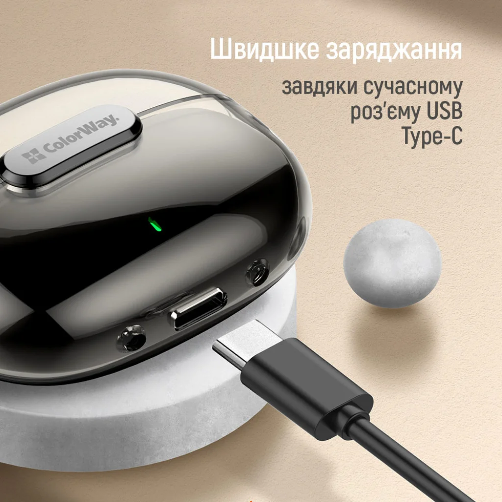 Навушники СolorWay Slim TWS-2 Earbuds Black (CW-TWS2BK)