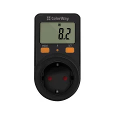 Энергометр цифровой (W/V/A/C/Hz/KWh) СolorWay для розетки (16A/3680W) (CW-VM16-01D)