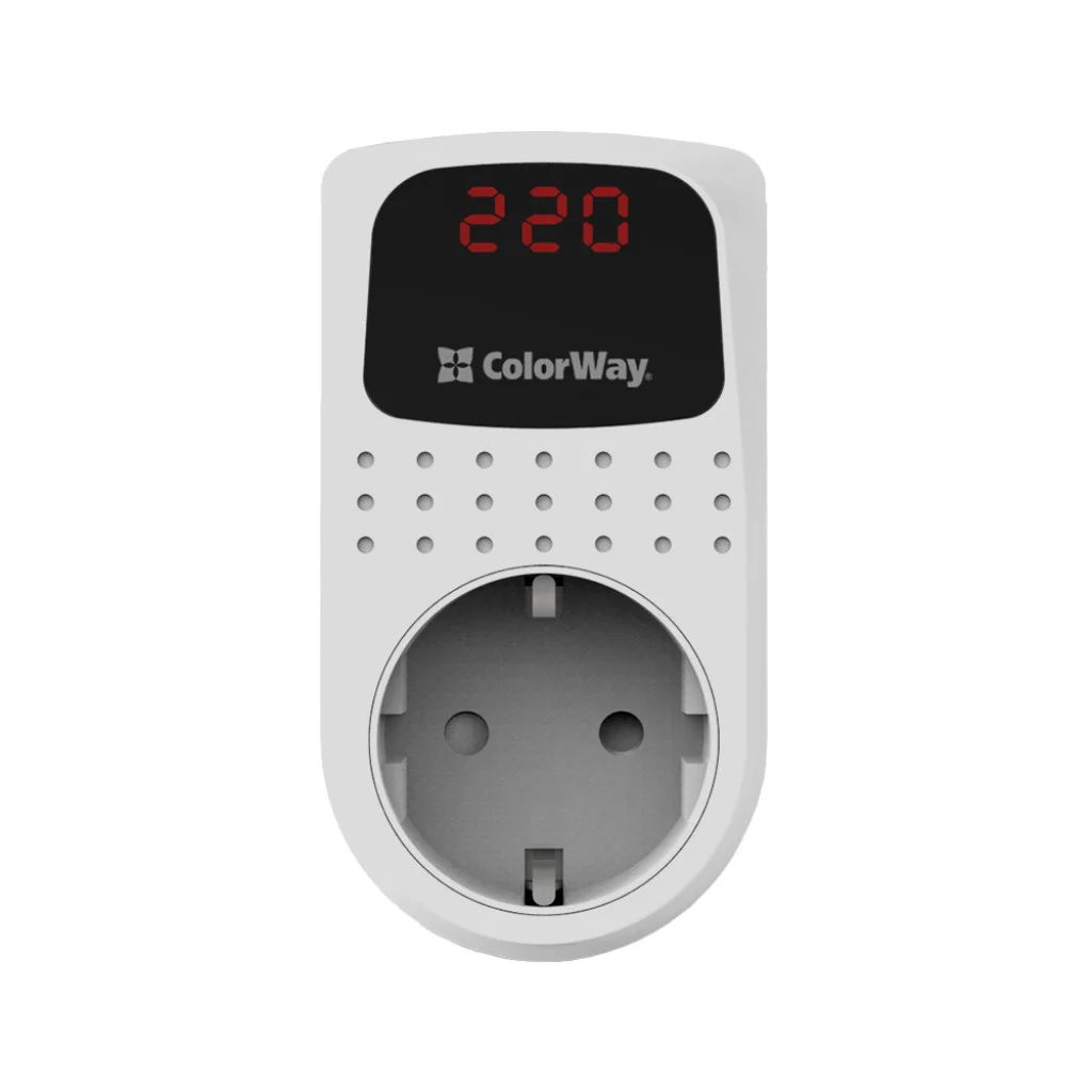 Реле напруги ColorWay (16A/3680W) 150V-210V/230V-280V DS2 white (CW-VR16-02D)