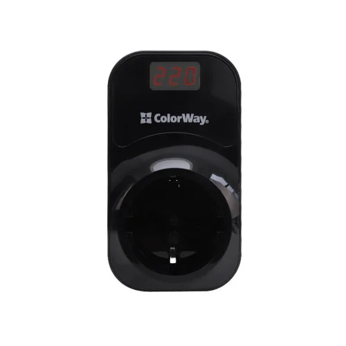 Реле напруги ColorWay (16A/3680W) 150V-210V/230V-280V DS2 Black (CW-VR16-04D)