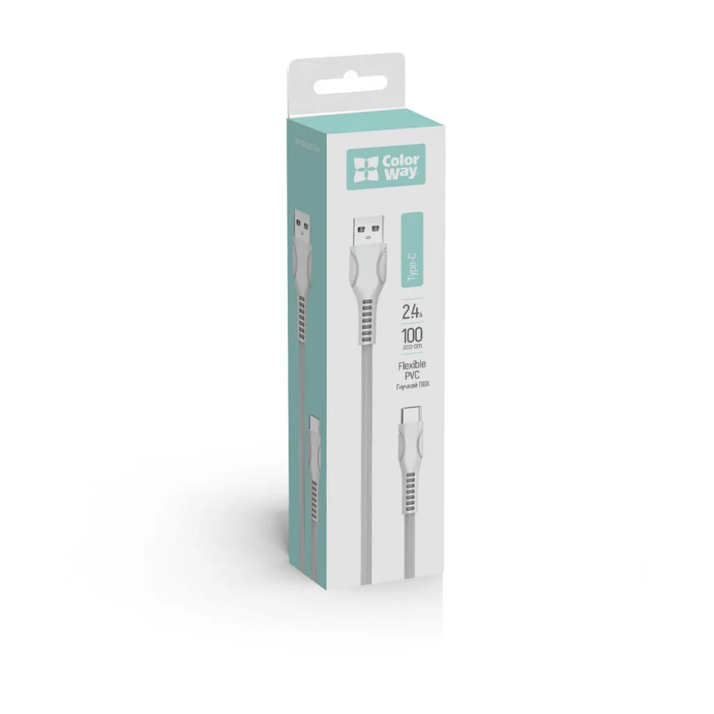 Кабель Colorway USB Type-C (line-drawing) 2.4А 1 м White (CW-CBUC029-WH)