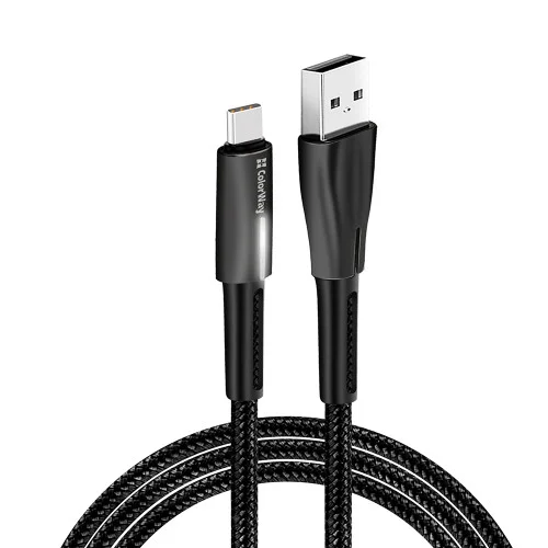 Кабель ColorWay USB - Type-C Zinc Alloy + Led 2.4А 1 м Black (CW-CBUC035-BK)