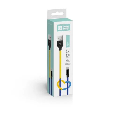 Кабель Colorway USB - Type-C (national) 2.4А 1 м Синьо-жовтий (CW-CBUC052-BLY)
