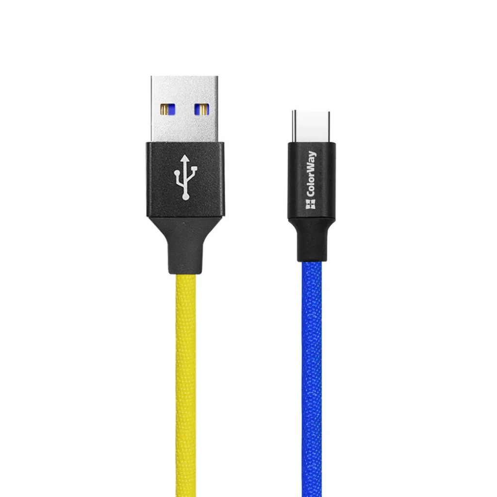 Кабель Colorway USB - Type-C (national) 2.4А 1 м Синьо-жовтий (CW-CBUC052-BLY)