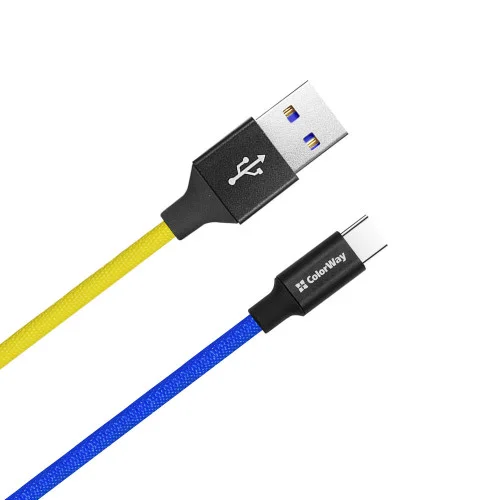 Кабель Colorway USB - Type-C (national) 2.4А 1 м Синьо-жовтий (CW-CBUC052-BLY)
