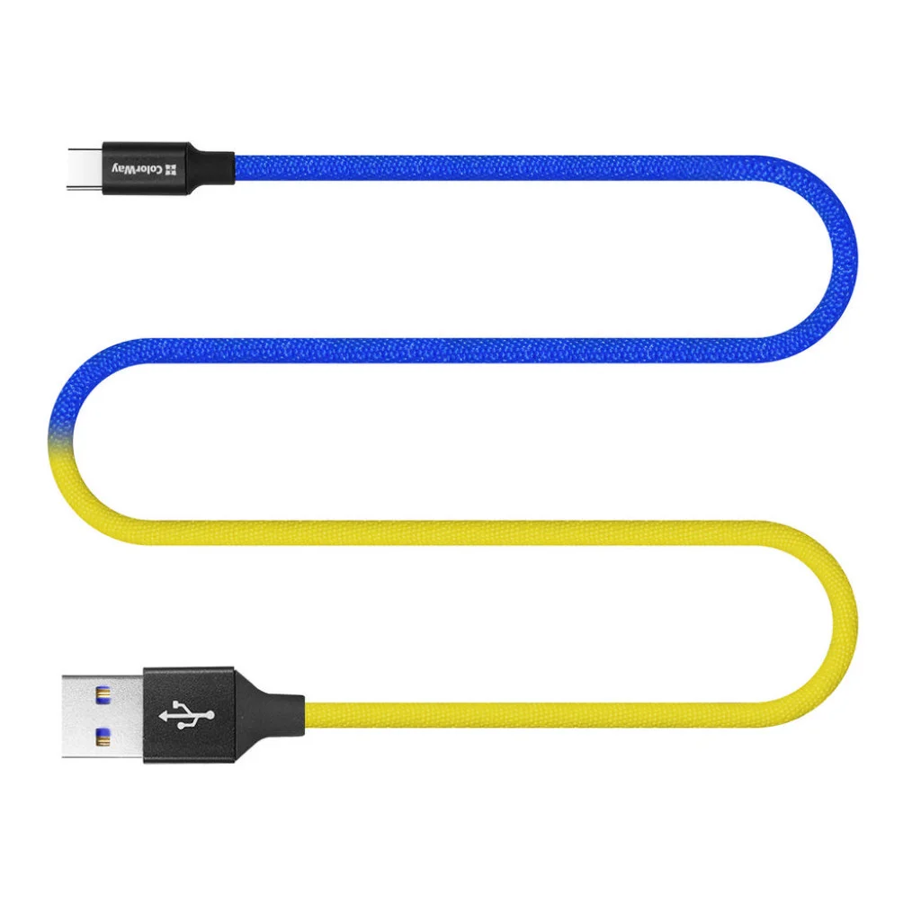 Кабель Colorway USB - Type-C (national) 2.4А 1 м Синьо-жовтий (CW-CBUC052-BLY)