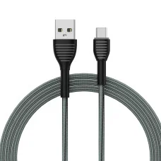 Кабель ColorWay USB — MicroUSB (braided cloth) 3 А 1 м Grey (CW-CBUM041-GR)