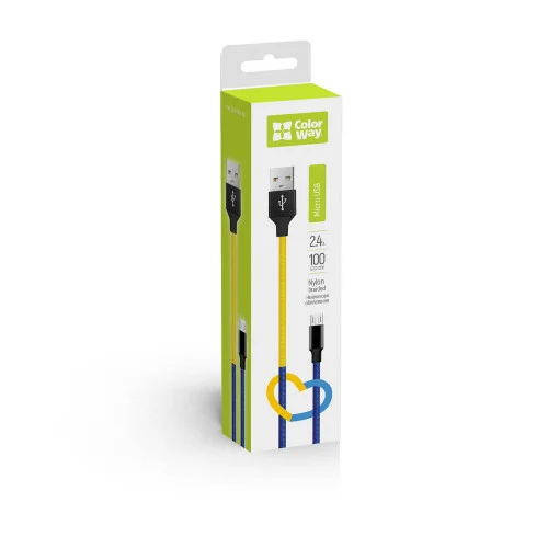 Кабель Colorway USB - micro-USB (national) 2.4А 1 м Синьо-жовтий (CW-CBUM052-BLY..