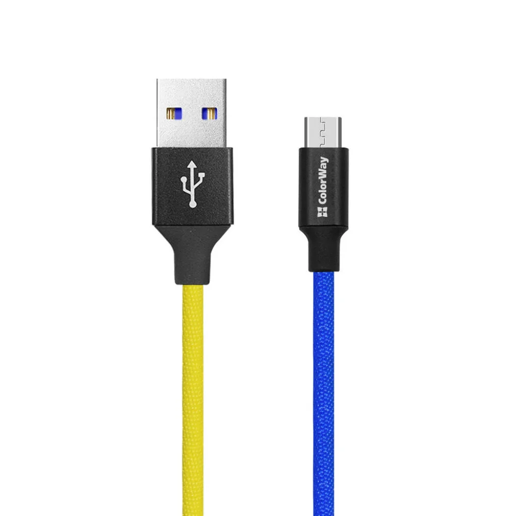 Кабель Colorway USB - micro-USB (national) 2.4А 1 м Синьо-жовтий (CW-CBUM052-BLY)