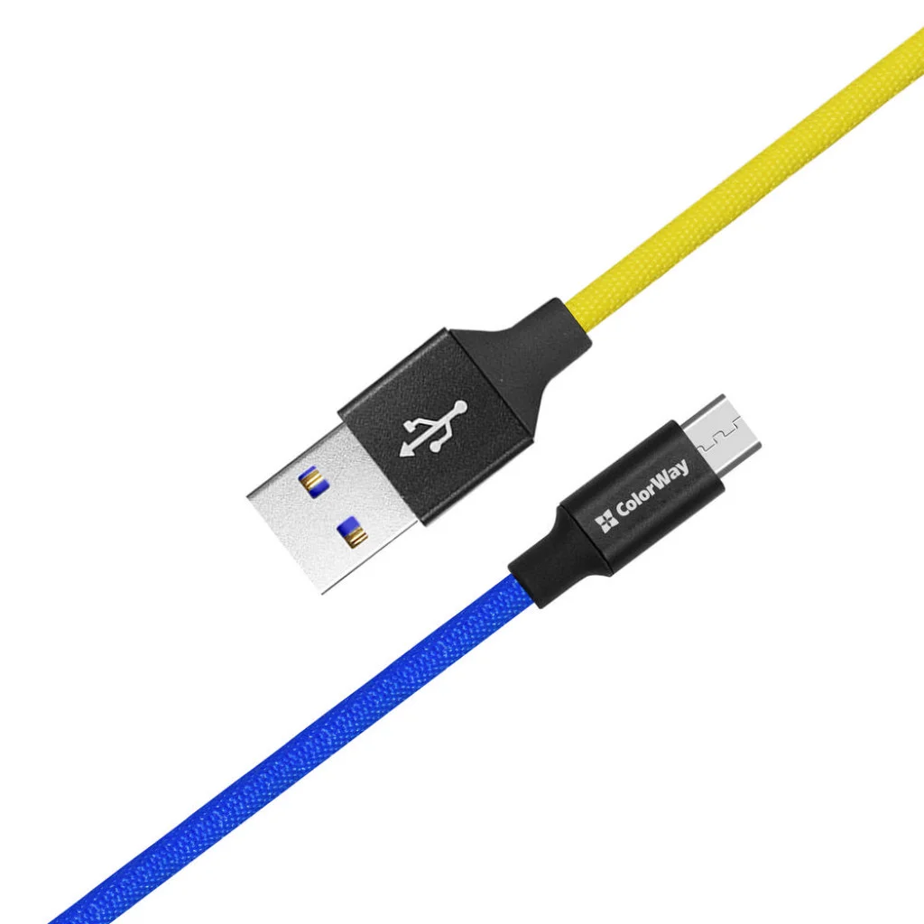 Кабель Colorway USB - micro-USB (national) 2.4А 1 м Синьо-жовтий (CW-CBUM052-BLY)