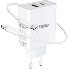 Мережевий зарядний пристрій Gelius X-Duo PRO 45W GP-HC053 + кабель Type-C/Type-C White
