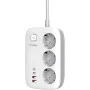 Мережевий фільтр Gelius T-Power (3 220V розетки/ 2 Type-C / 2 USB-A порти) GaN 65W 2m GP-PS-003 White