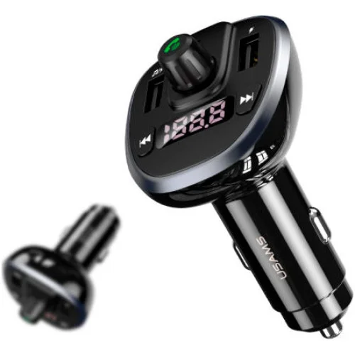 АЗП з FM-модулятором Usams US-CC115 C21 Dual USB 3.4A Digital Display Wireless F..