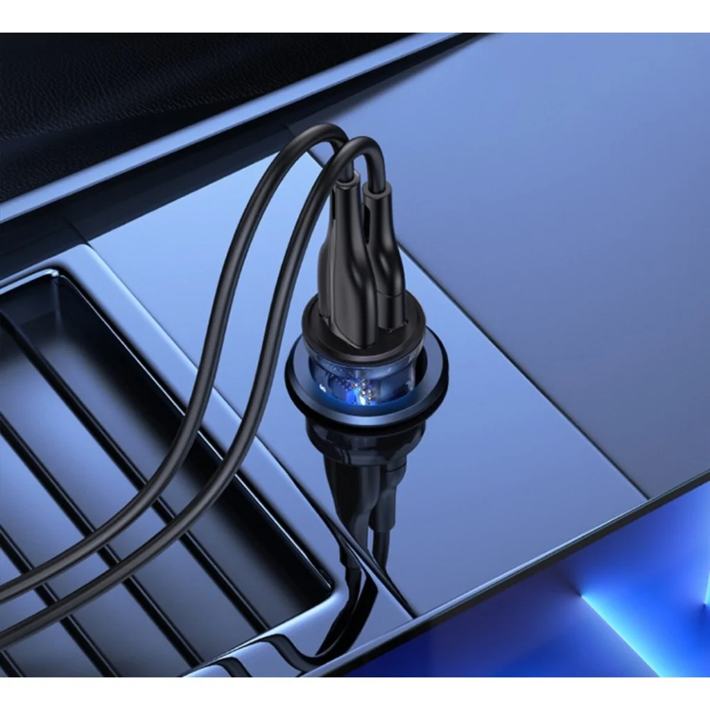 АЗП Usams US-CC162 C31 15W Transparent Dual USB A+A Mini Car Charger