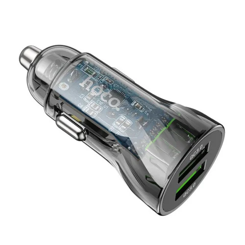 Автомобільний зарядний пристрій HOCO Z47 Transparent Discovery Edition dual port..