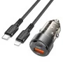 Автомобильное зарядное устройство BOROFONE BZ20 Smart 38W dual port PD20W+QC3.0 car charger set(C to iP) Transparent Black